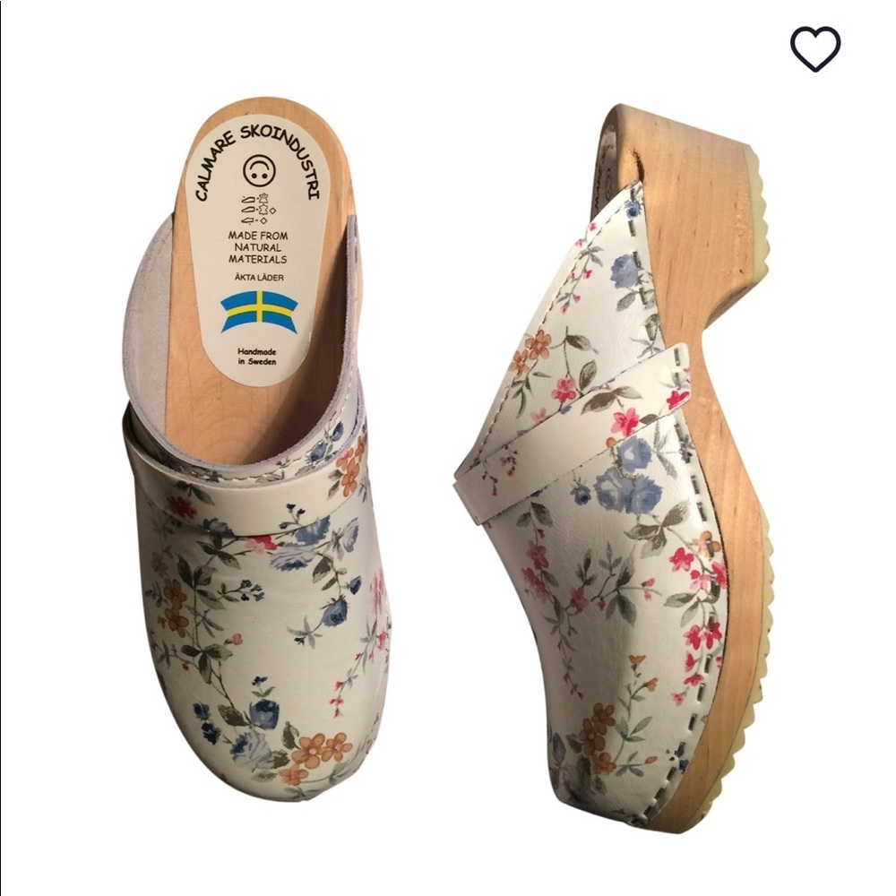 Vintage Floral Clog Shoes - Handmade